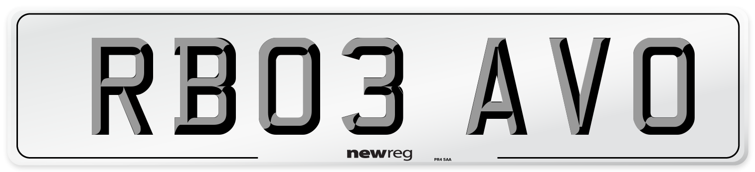 RB03 AVO Number Plate from New Reg